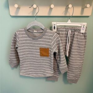Grey Striped Matching Set